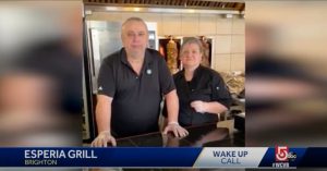 Esperia Grill Owners Tim and Georgia on the Channel 5 News.